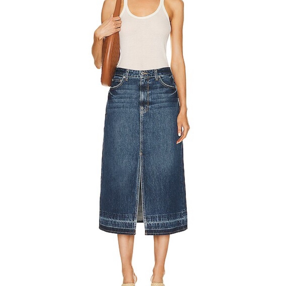 Simkhai Della Release Hem Denim Midi Skirt NWT